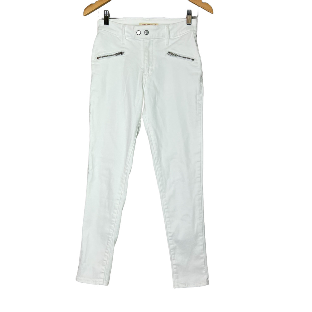 Levi’s 721 White Denim Skinny Jeans Zipper Pocket Stretch‎ High Rise